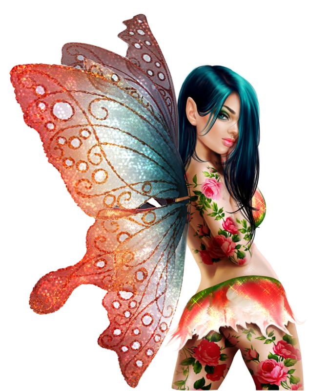 Девушка с бабочкой на прозрачном фоне фото