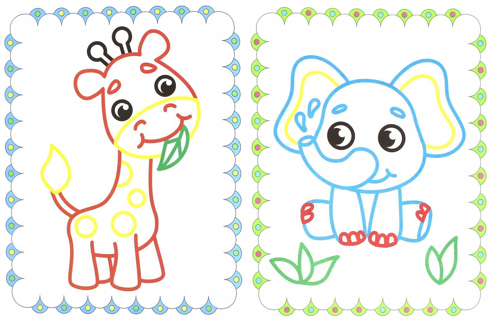 Раскраски с цветным контуром для ребенка для 2 лет фото
