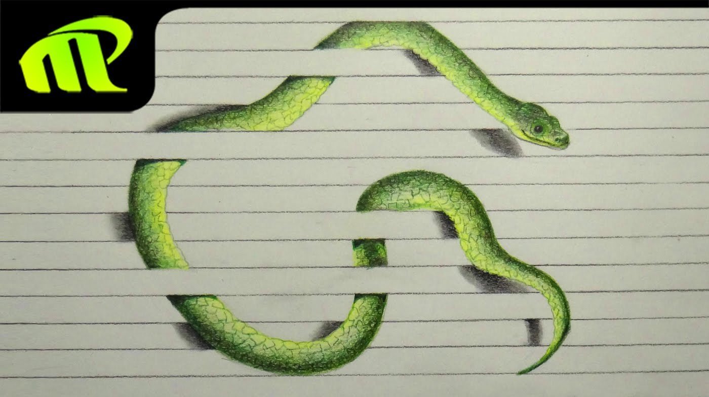 3d змея рисунок фото
