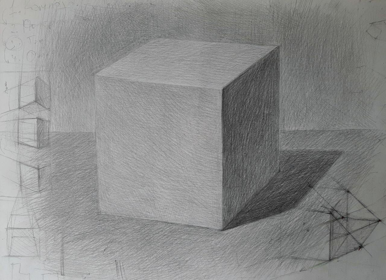 Академический рисунок куб поэтапно фото