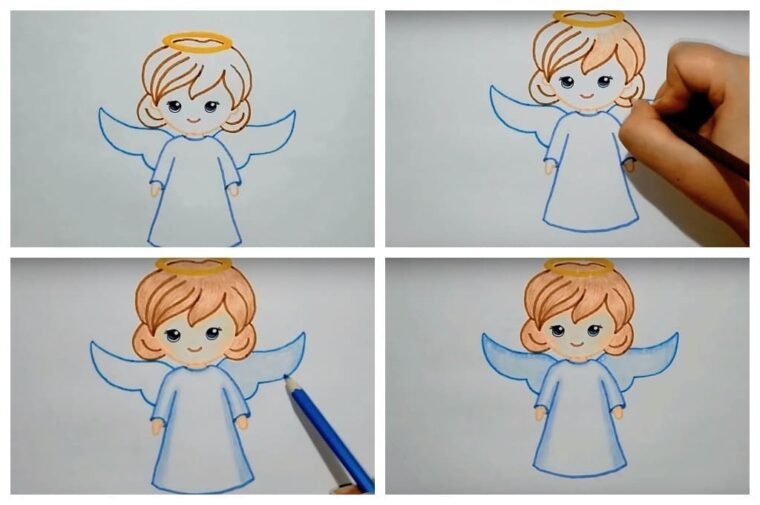 Ангелы рисунки карандашом для начинающих легкие фото