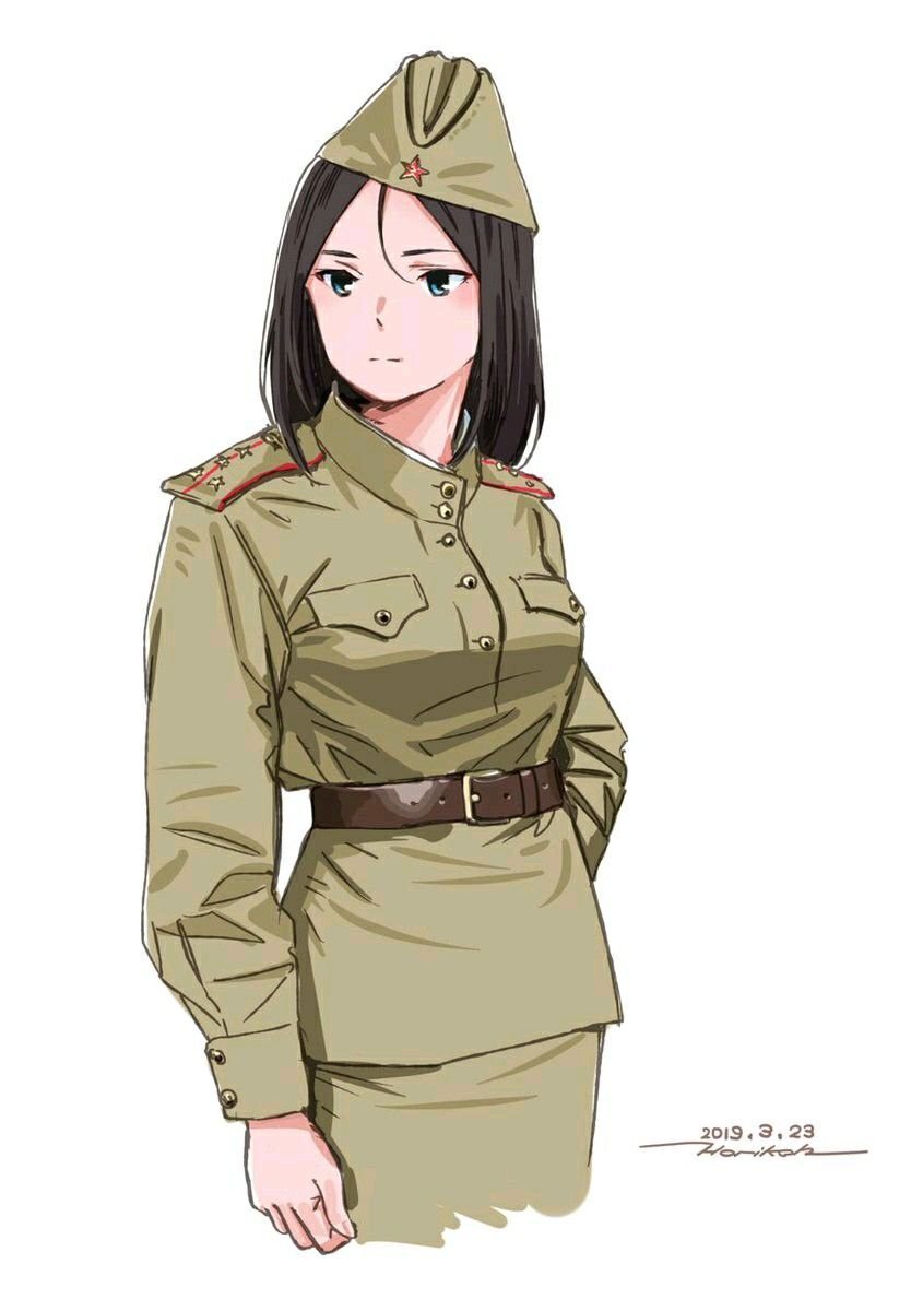 Аниме девушка в военной форме рисунки фото