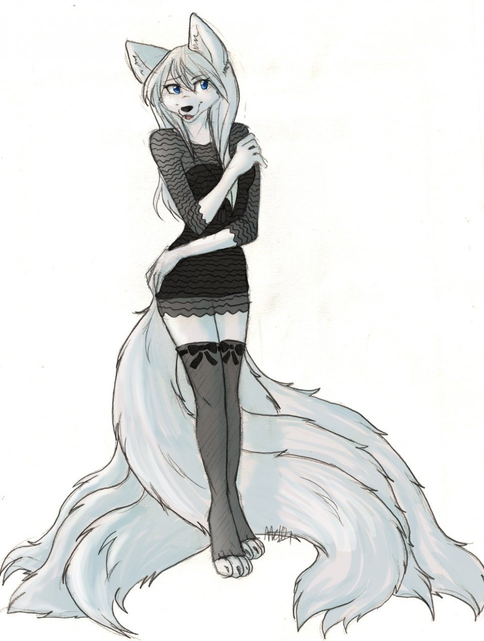 Аниме рисунки девушка волк фото