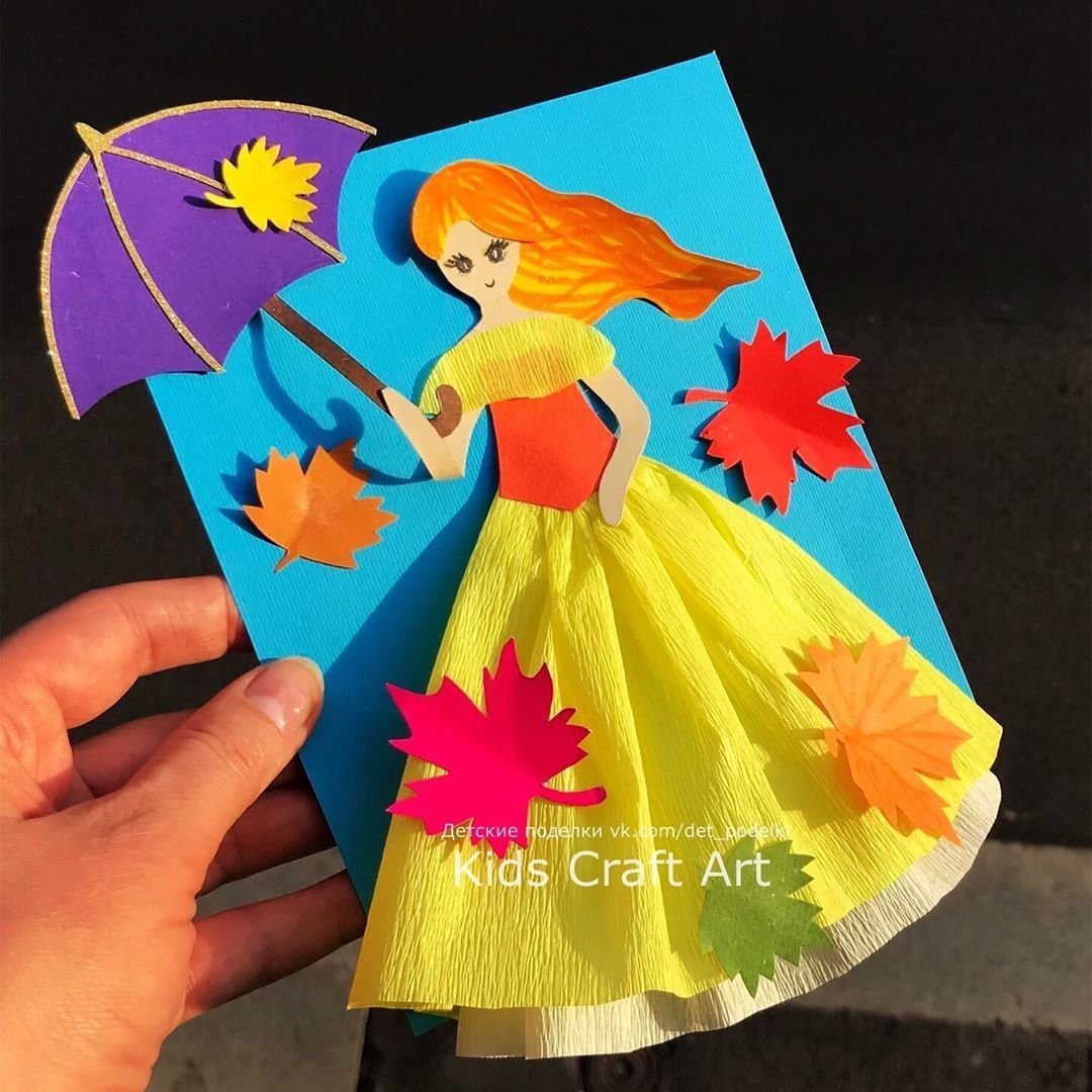Аппликации девочка с зонтиком фото