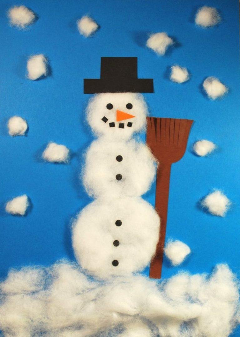 Аппликации снеговик из ваты фото