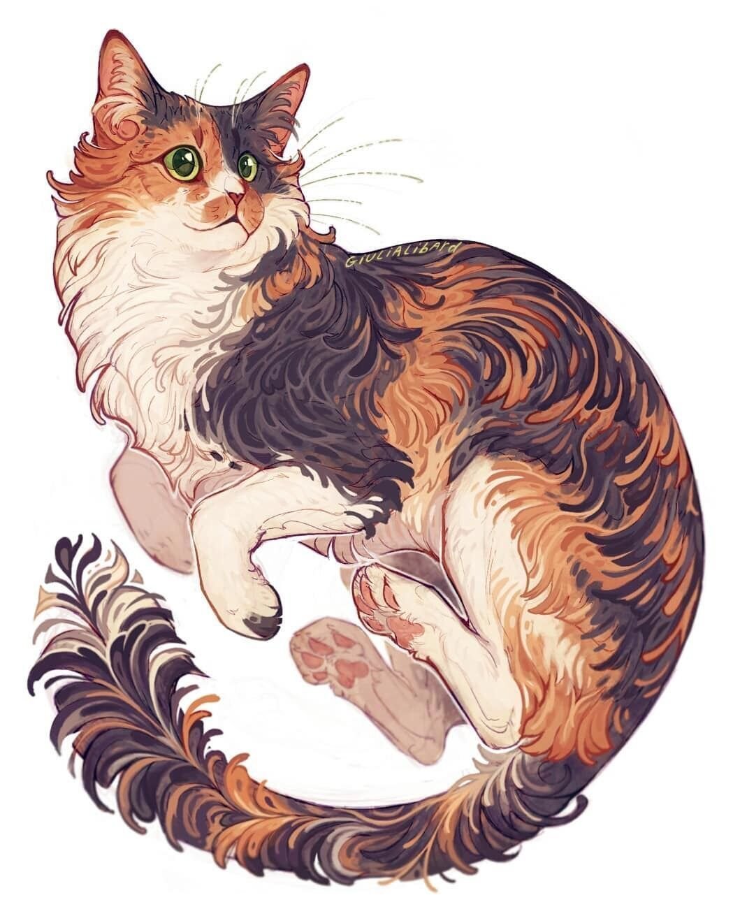 Арт рисунок кошка фото