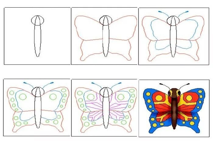 Бабочка рисунок для детей простой рисунок поэтапно фото