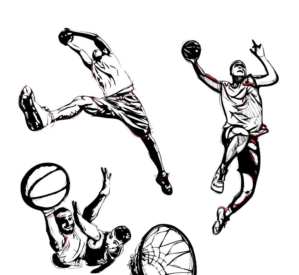 Баскетболист контурный рисунок фото