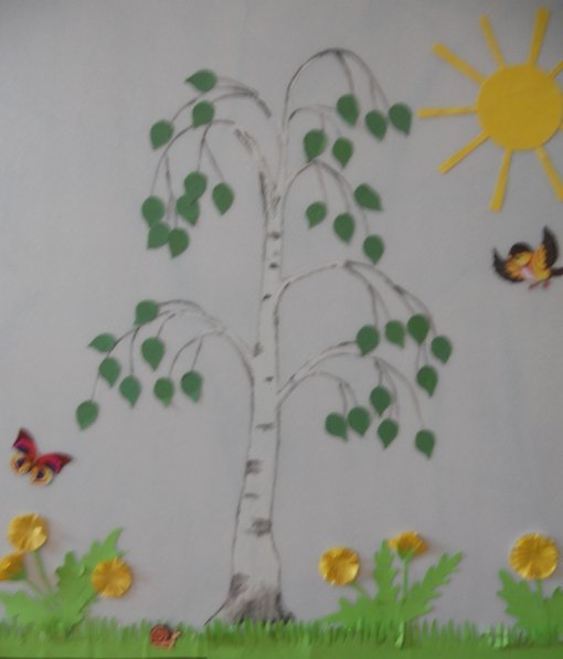 Береза рисунок в детском саду фото