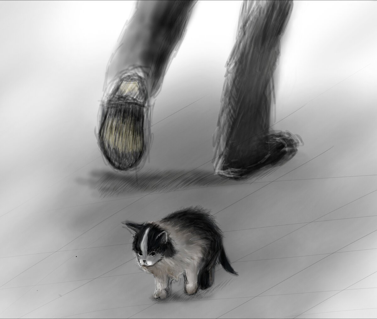Бездомный котенок рисунок детский фото