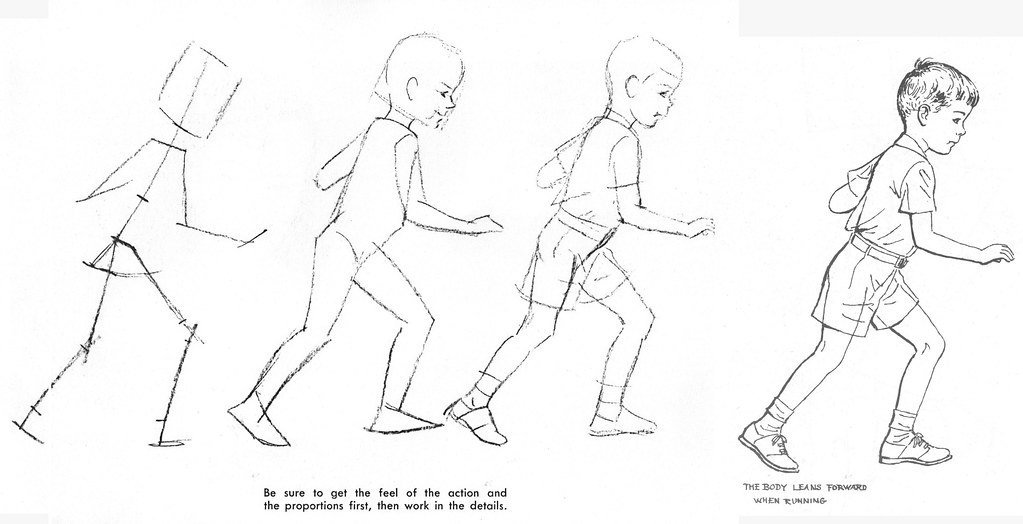 Человек в движении рисунок для детей поэтапно фото