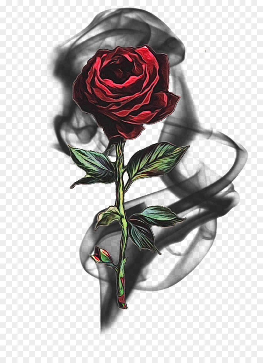 Черная роза тату на прозрачном фоне фото