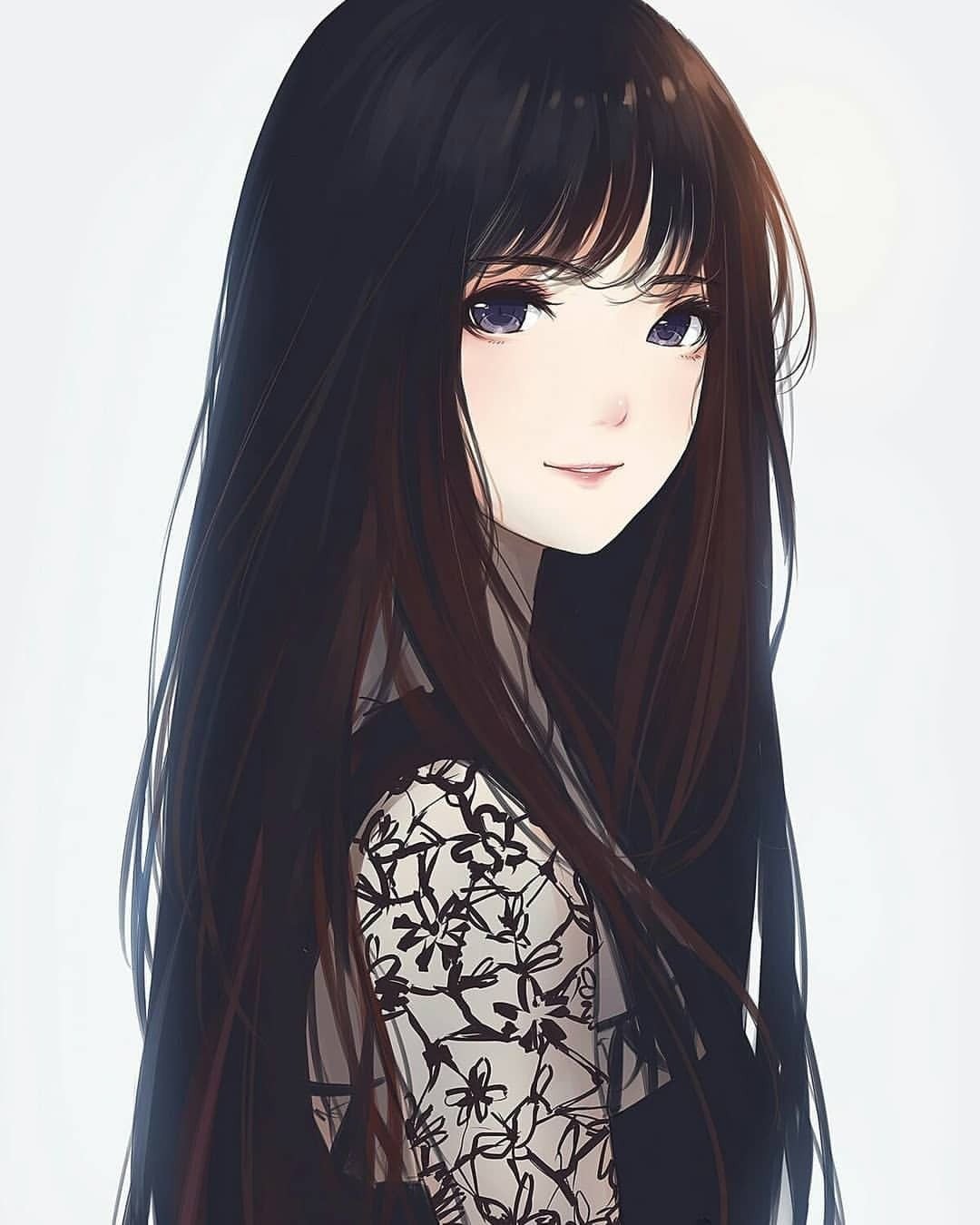 Черные волосы рисунки аниме фото