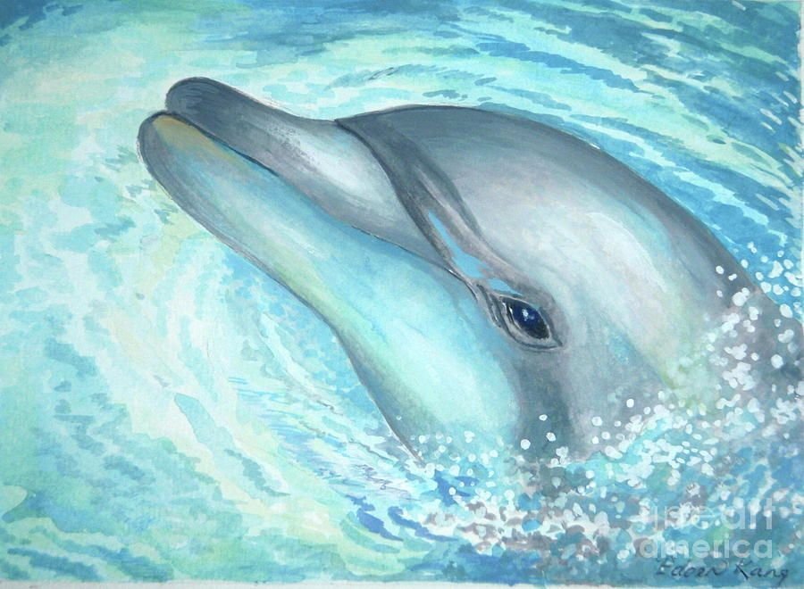 Дельфин в море рисунок детский фото
