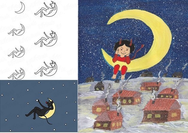 Детские рисунки гоголь ночь перед рождеством фото