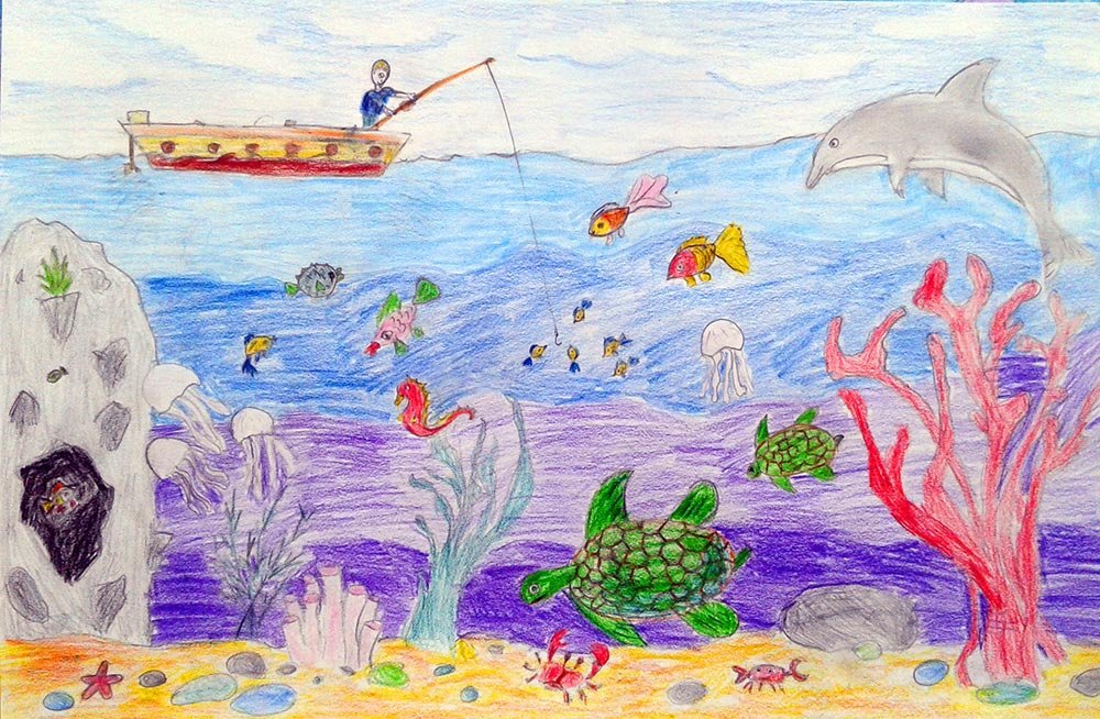 Детские рисунки красивое море фото