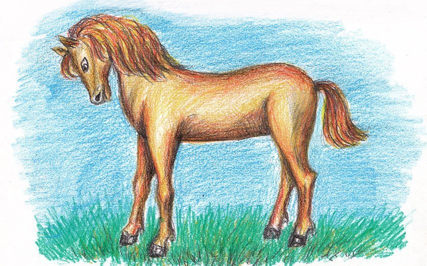 Детские рисунки лошадь картинки фото