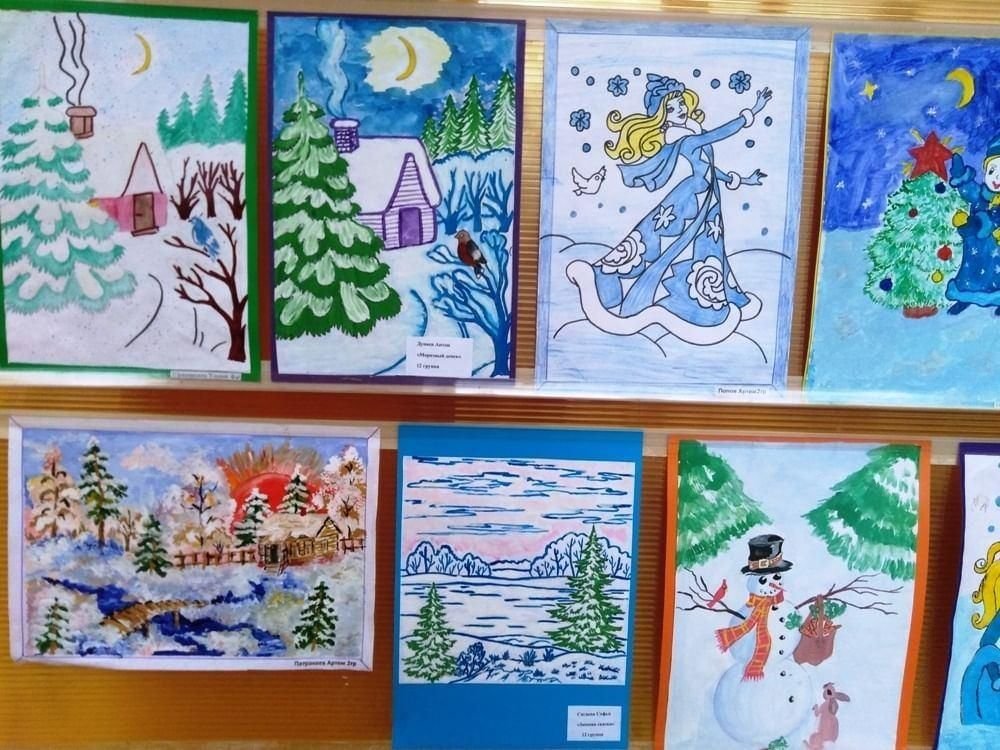 Детские рисунки на зимнюю тематику фото