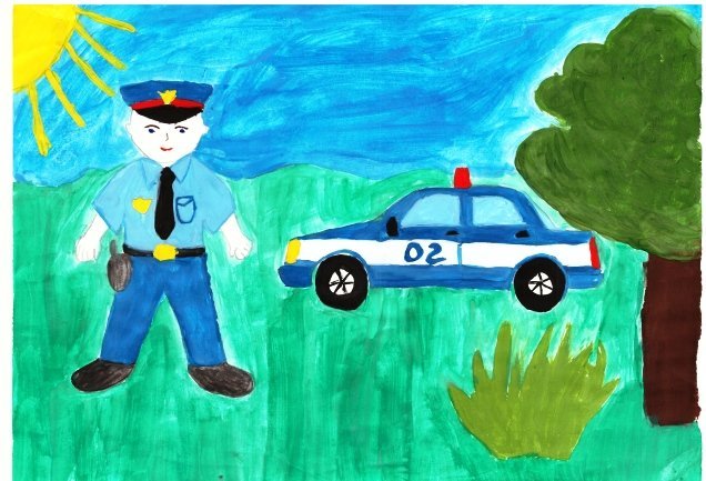 Детские рисунки о милиции фото