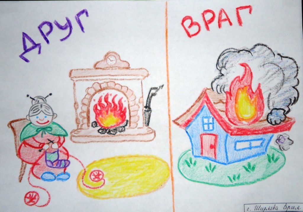 Детские рисунки огонь друг фото