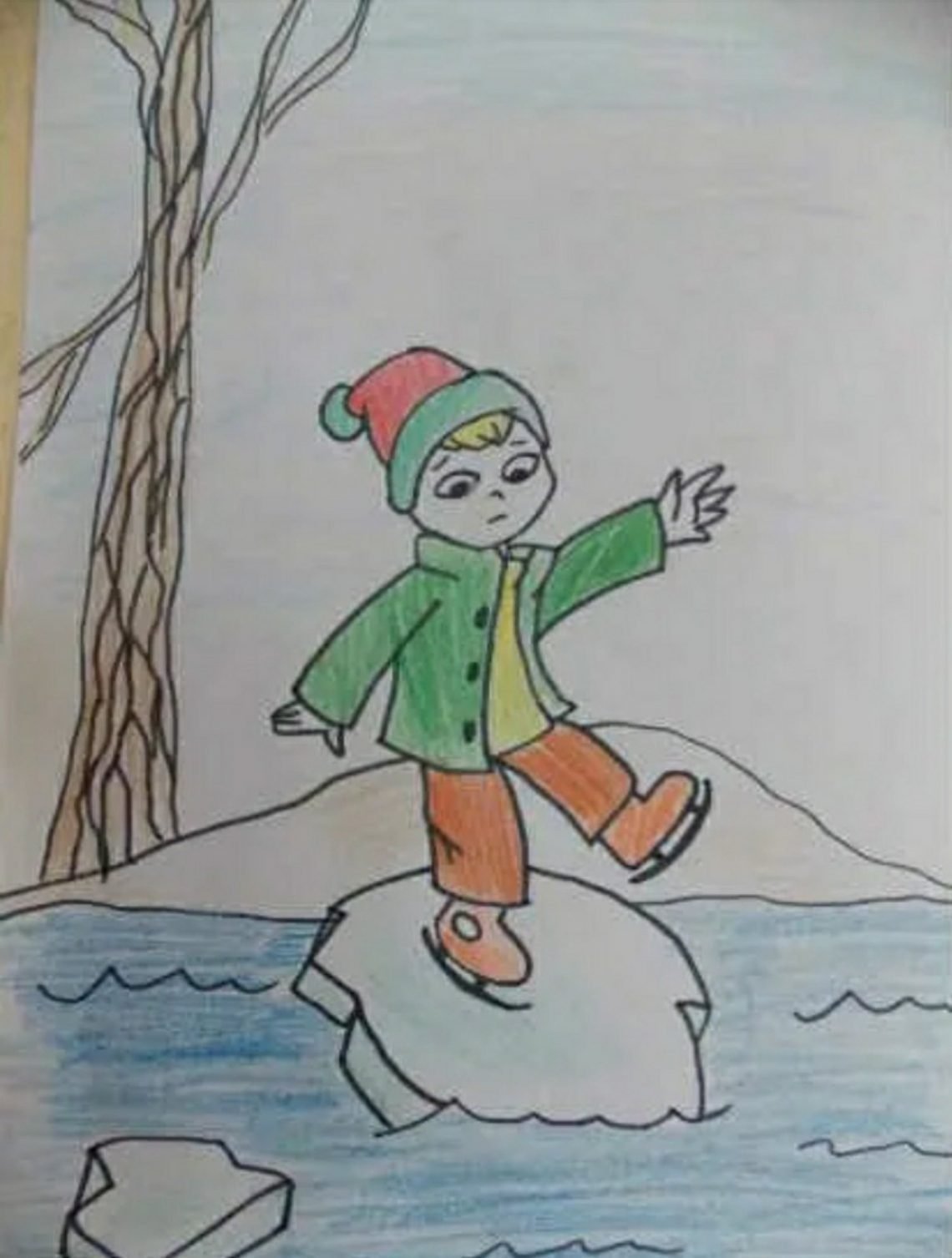Детские рисунки осторожно на льду фото