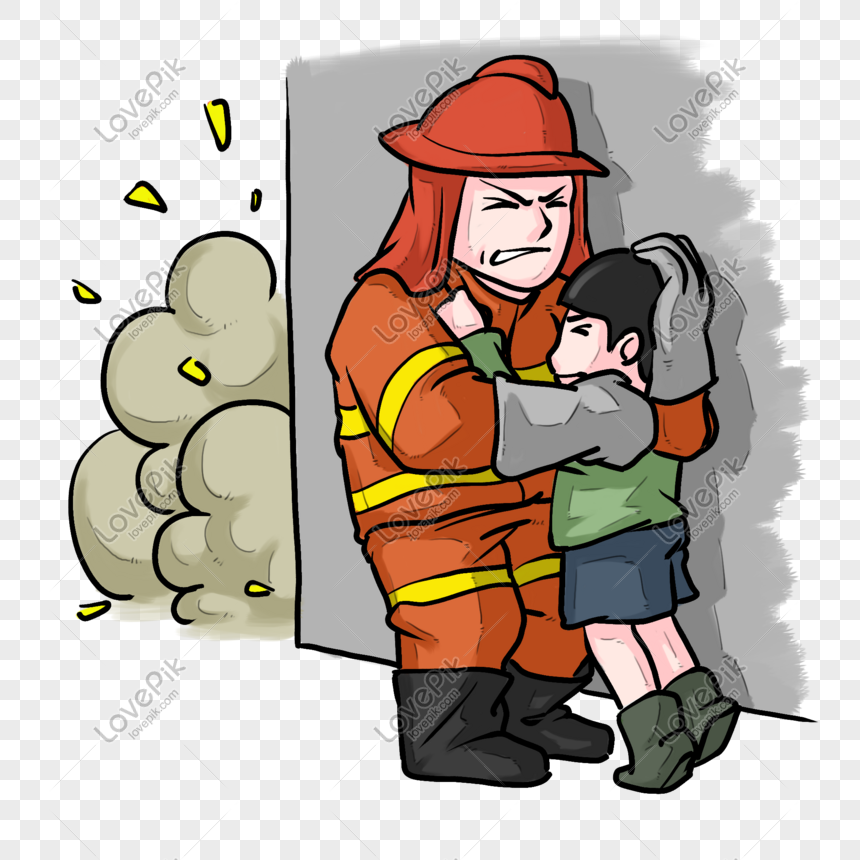 Детские рисунки пожарный спасает ребенка фото