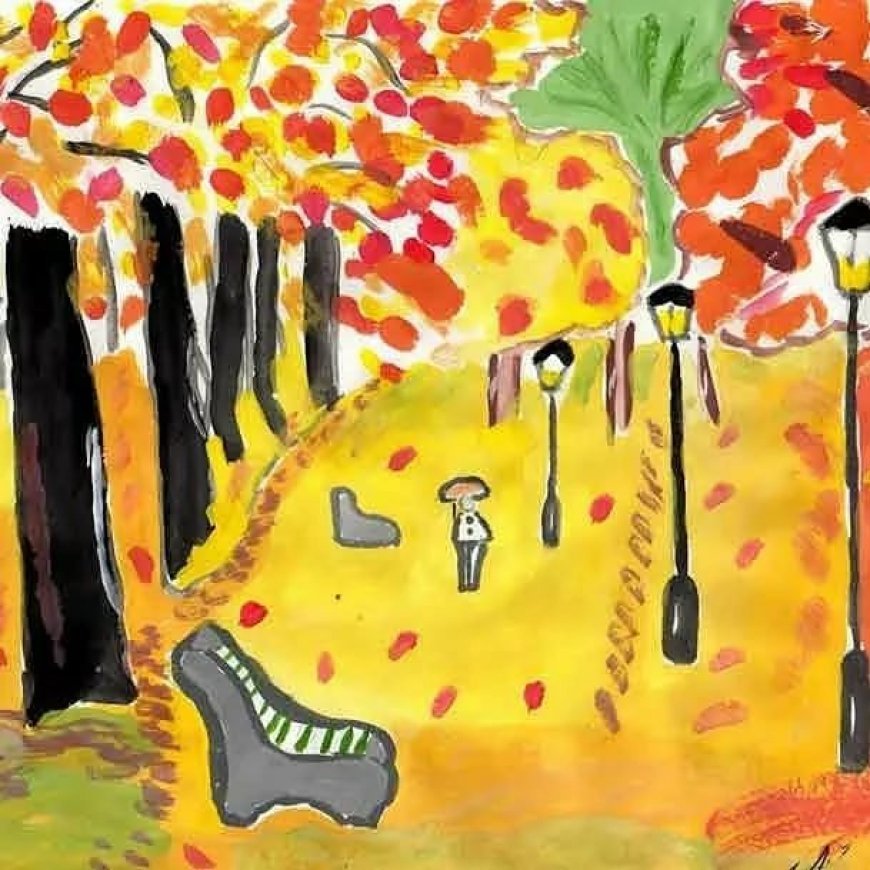 Детские рисунки про осень в детском саду фото