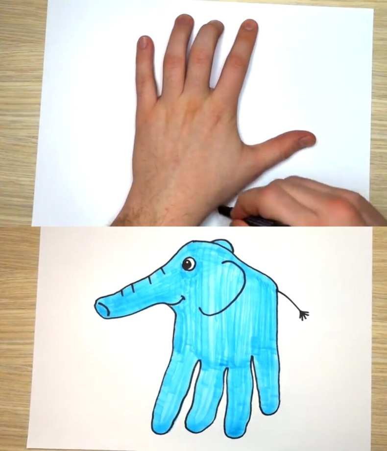 Детские рисунки с помощью руки фото