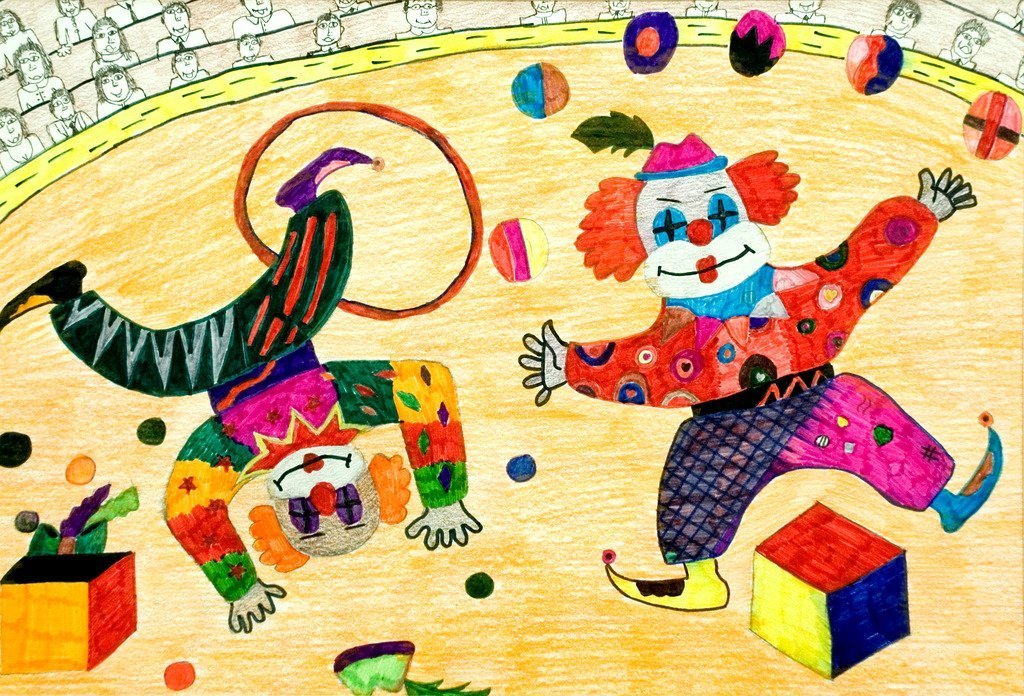 Детские рисунки цирковое представление фото