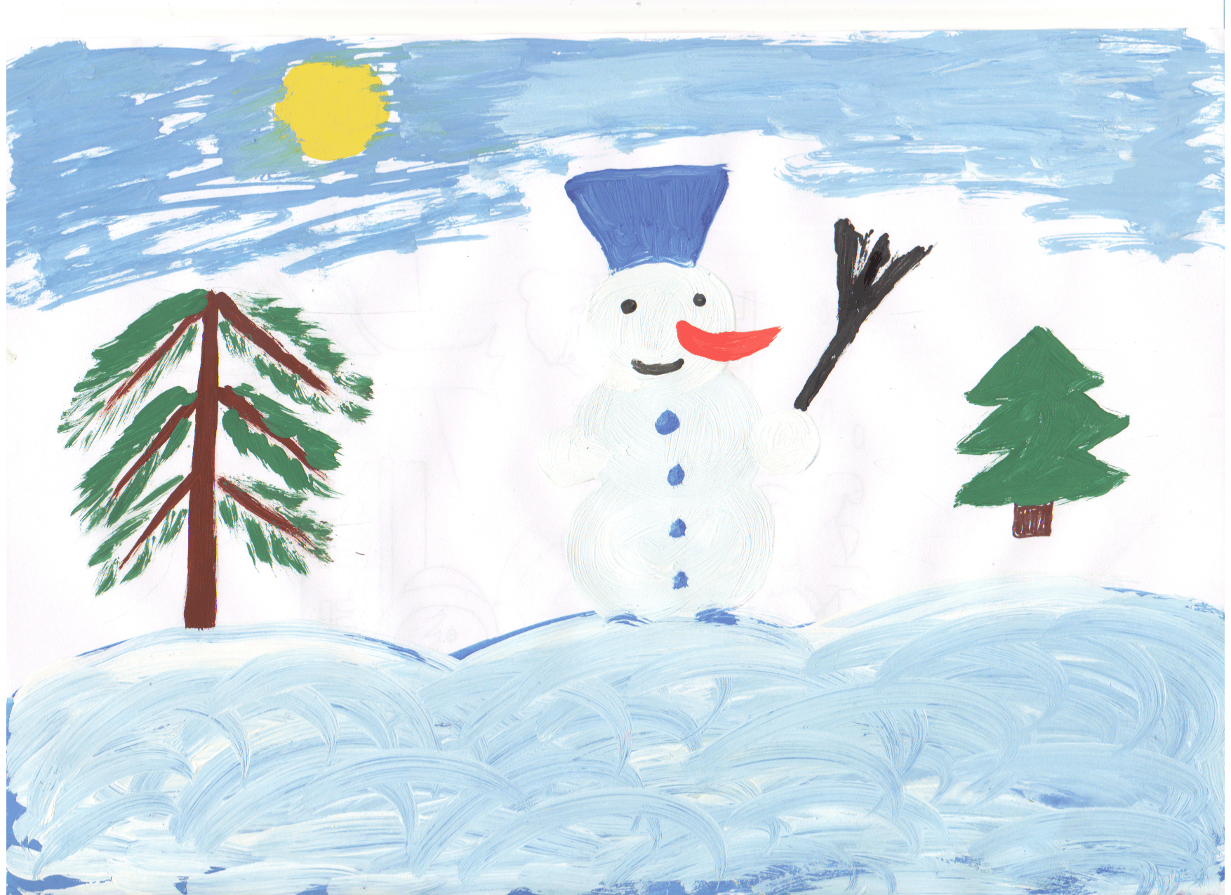 Детские рисунок зима зимушка зима фото