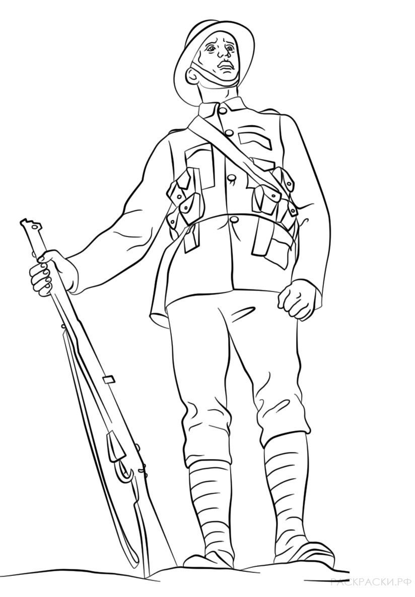 Детский черно белый рисунок солдата фото