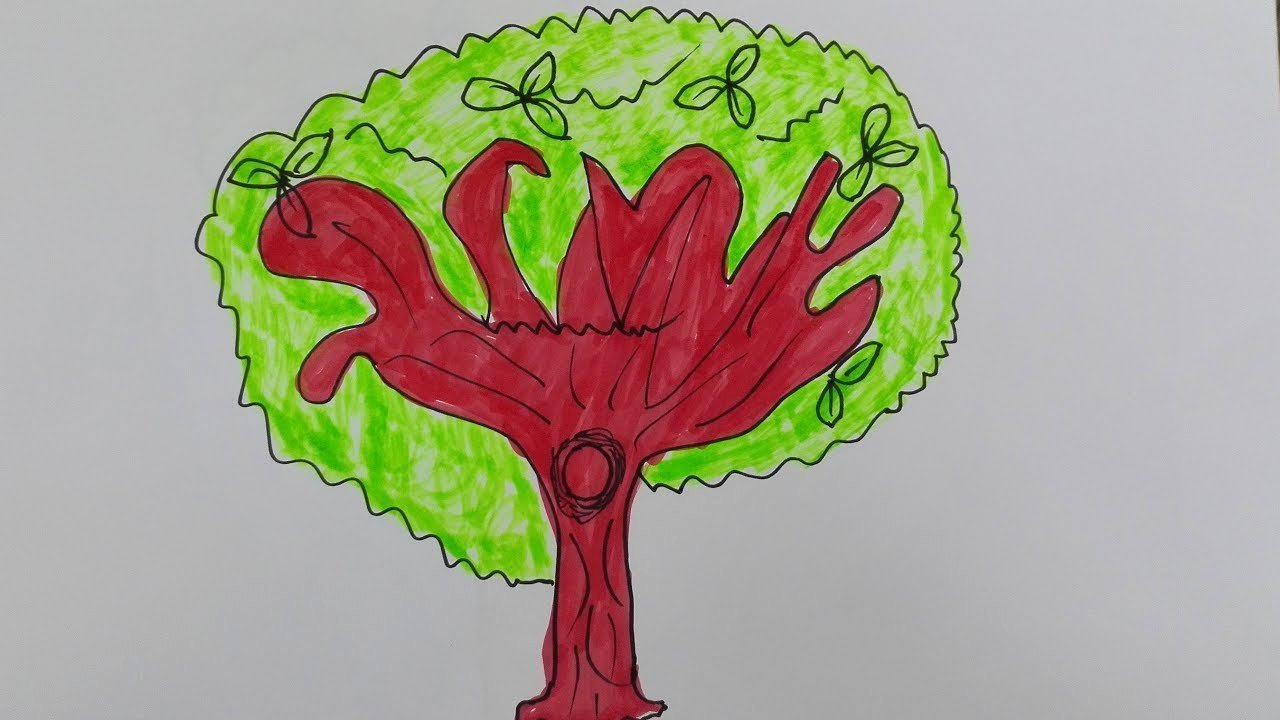 Детский рисунок дерево дуб фото