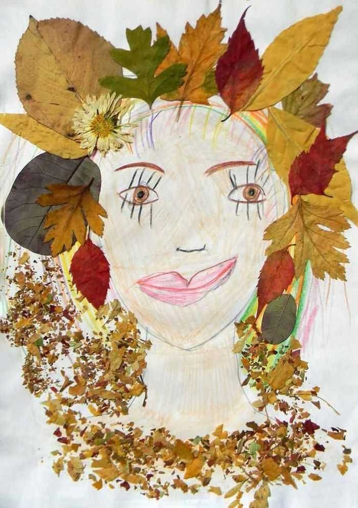 Детский рисунок девочка осень фото