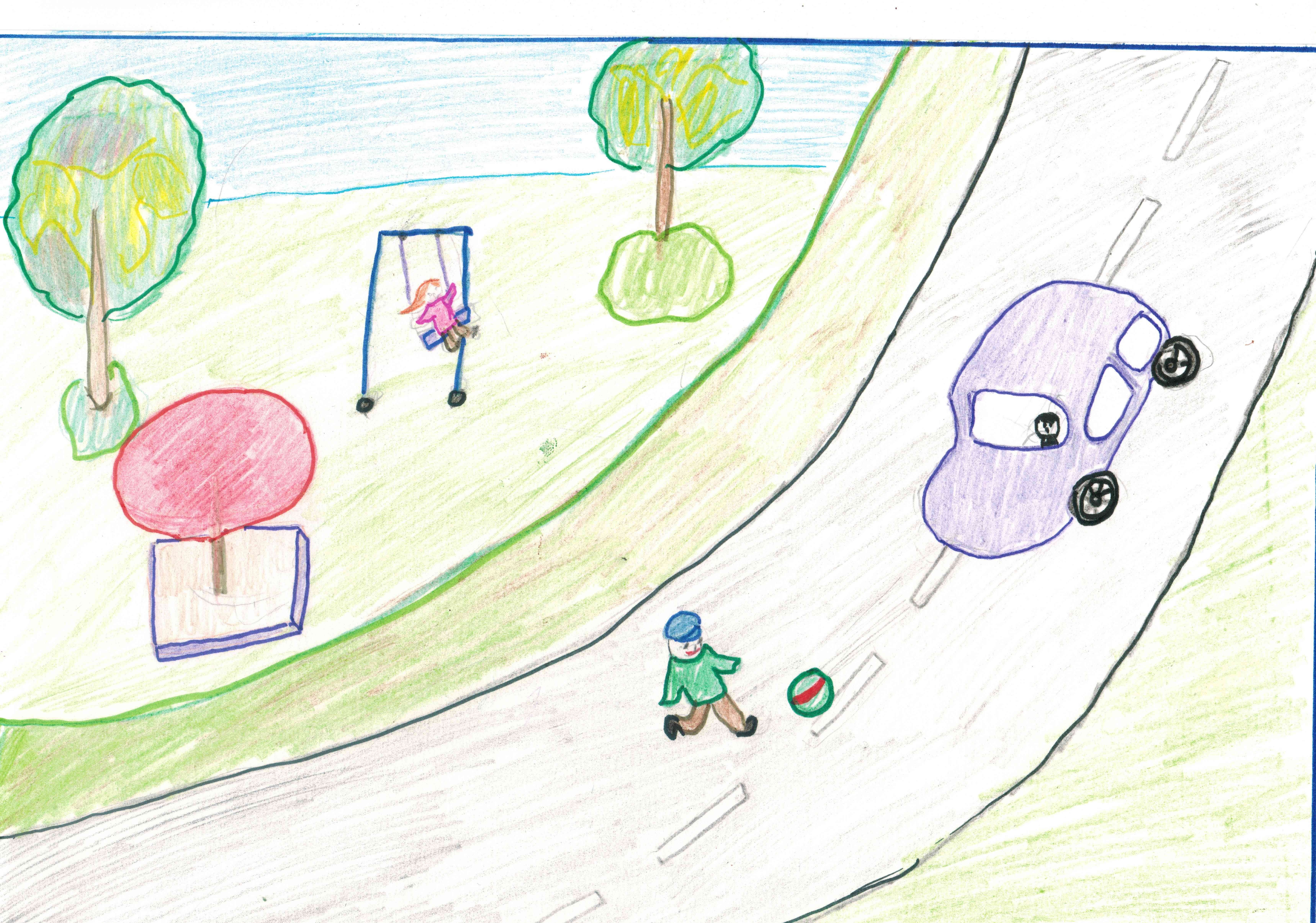 Детский рисунок дорога безопасности фото