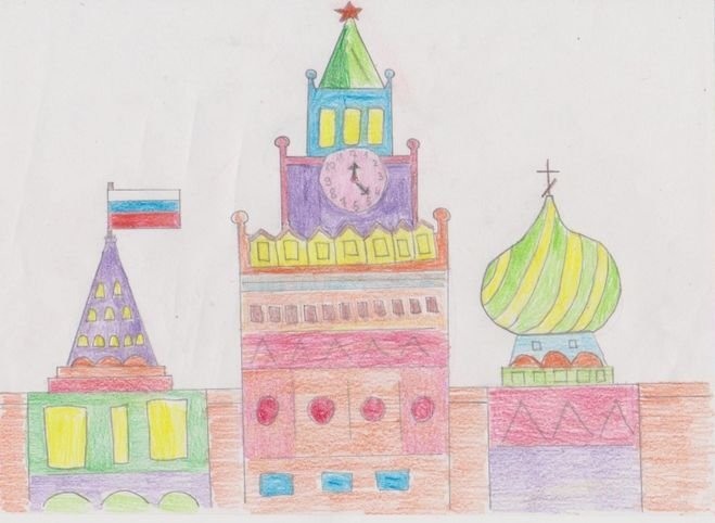 Детский рисунок достопримечательности Москвы фото