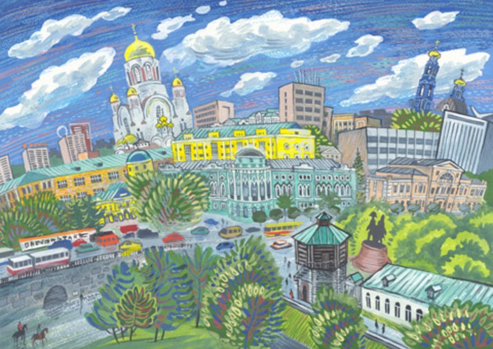 Детский рисунок города россии фото