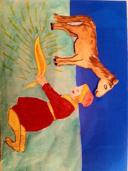 Детский рисунок иван царевич и серый волк фото