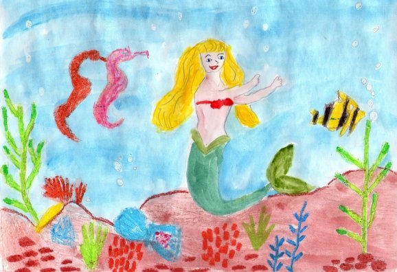 Детский рисунок к сказке русалочка фото