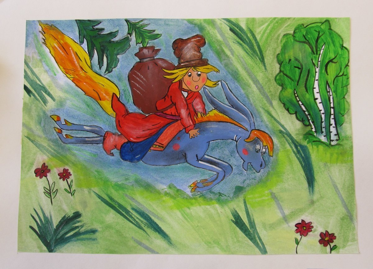 Детский рисунок конек горбунок к сказке фото