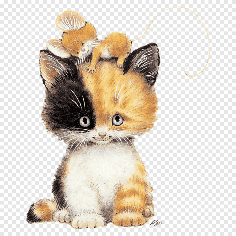 Детский рисунок кота и мышки фото