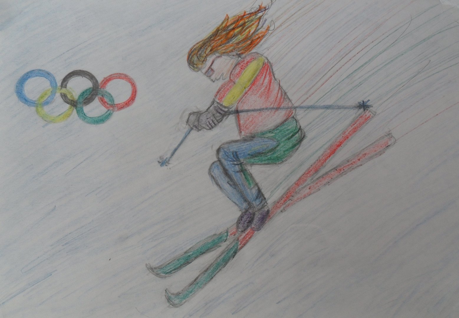 Детский рисунок лыжи кулаковой фото