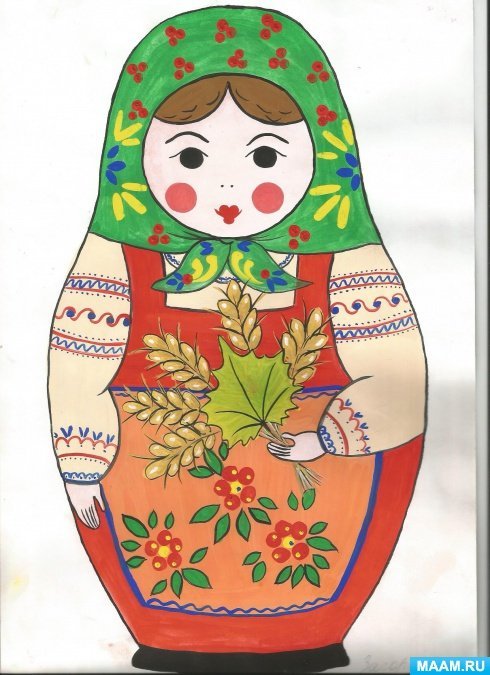 Детский рисунок матрешка семеновская фото