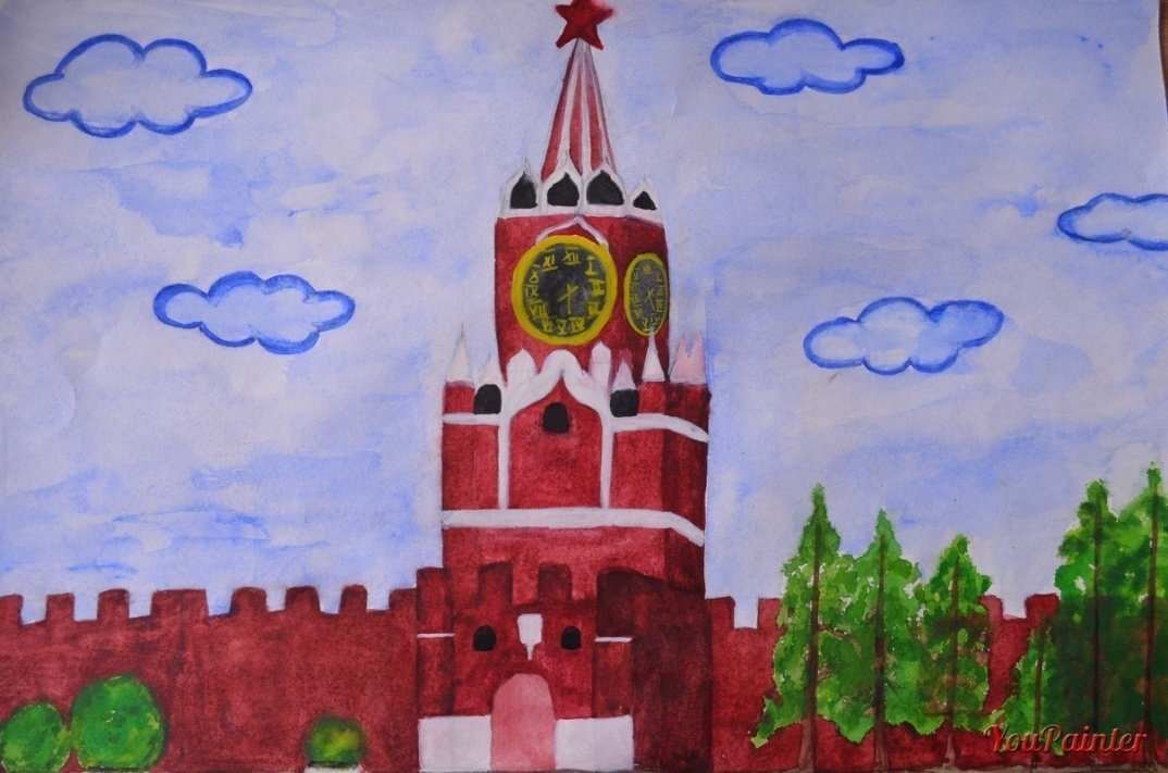 Детский рисунок московский кремль фото