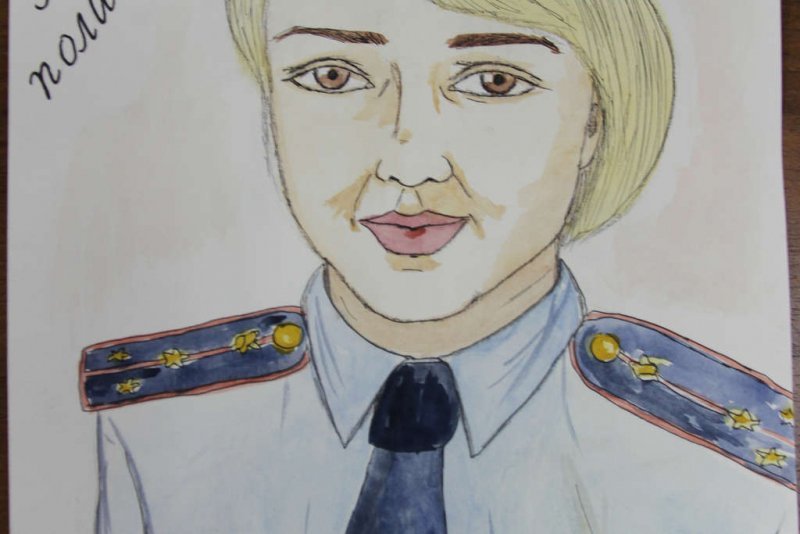 Детский рисунок моя мама полицейский фото