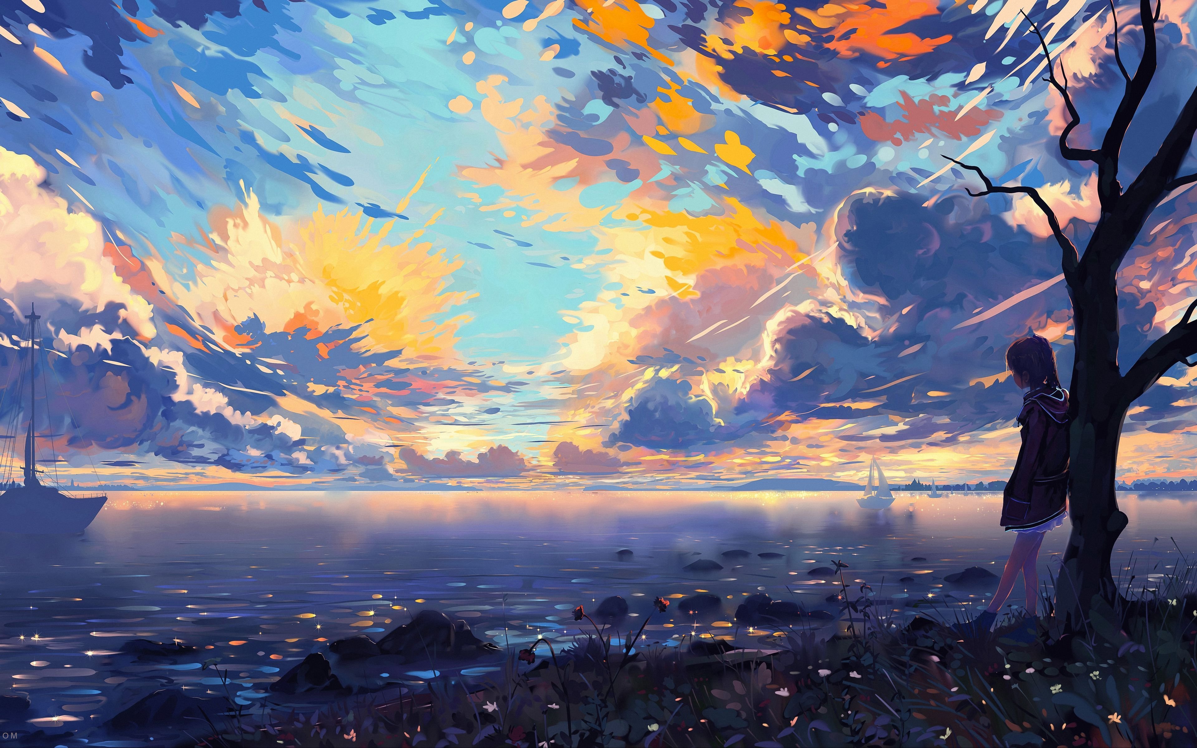 Детский рисунок небо на закате фото
