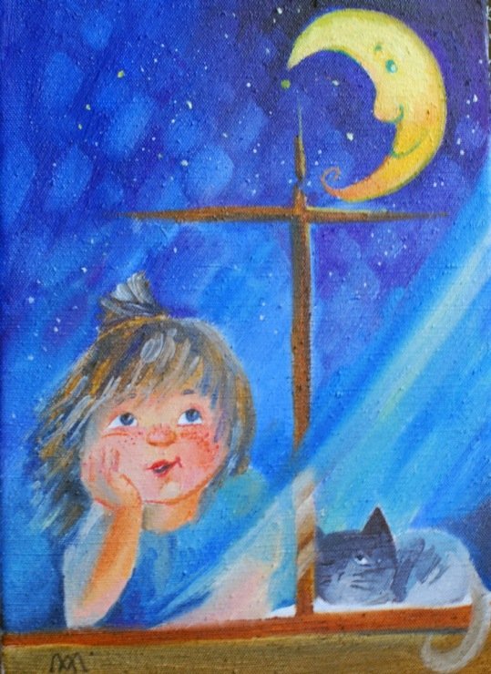 Детский рисунок ночь фото