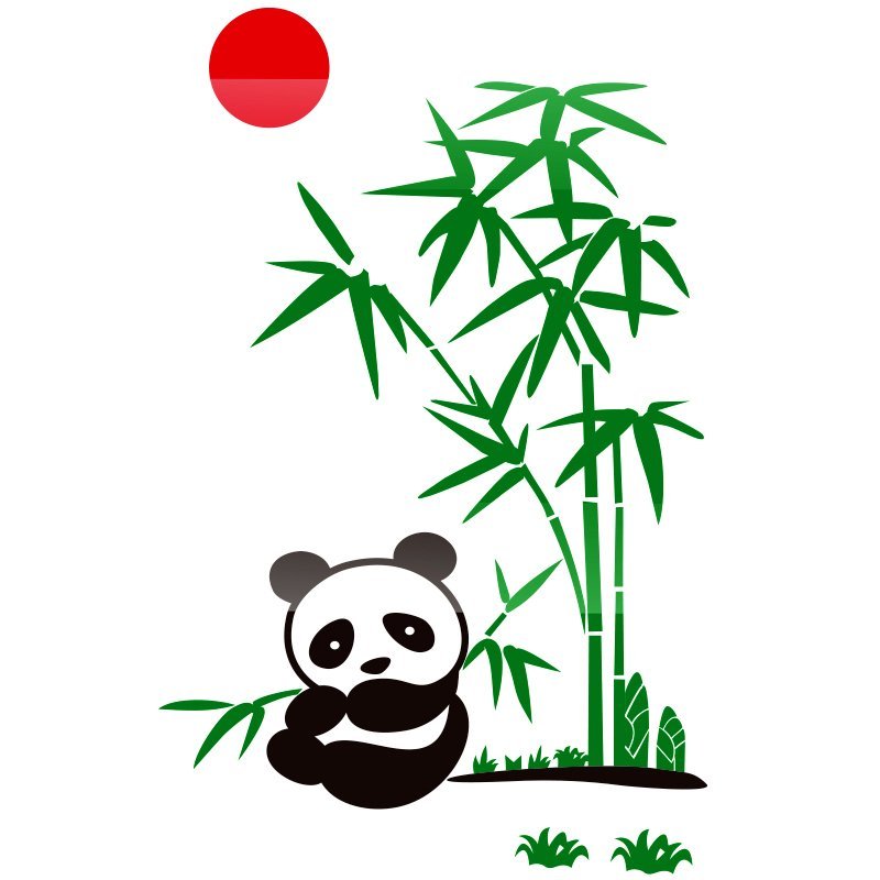 Детский рисунок панда с бамбуком фото