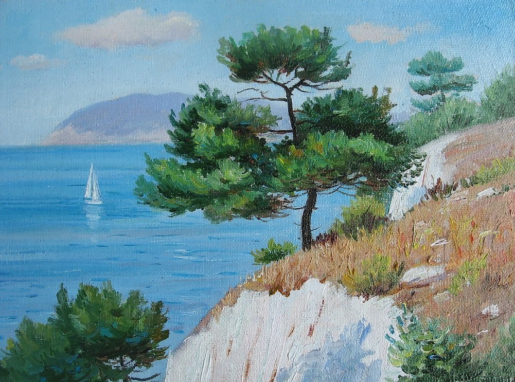 Детский рисунок побережье черного моря фото