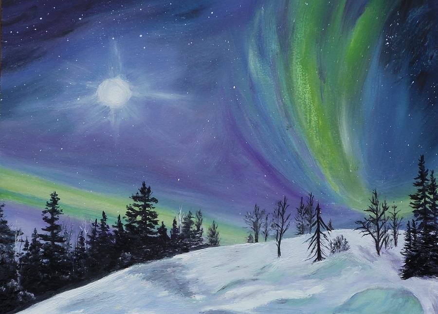 Детский рисунок полярная ночь фото