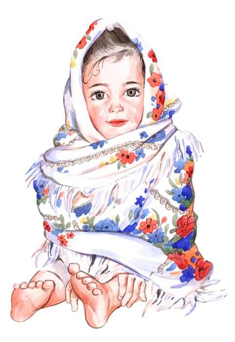 Детский рисунок русский платок фото
